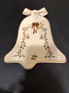 Vintage Mikasa Ribbon Holly Bell Shaped Dish